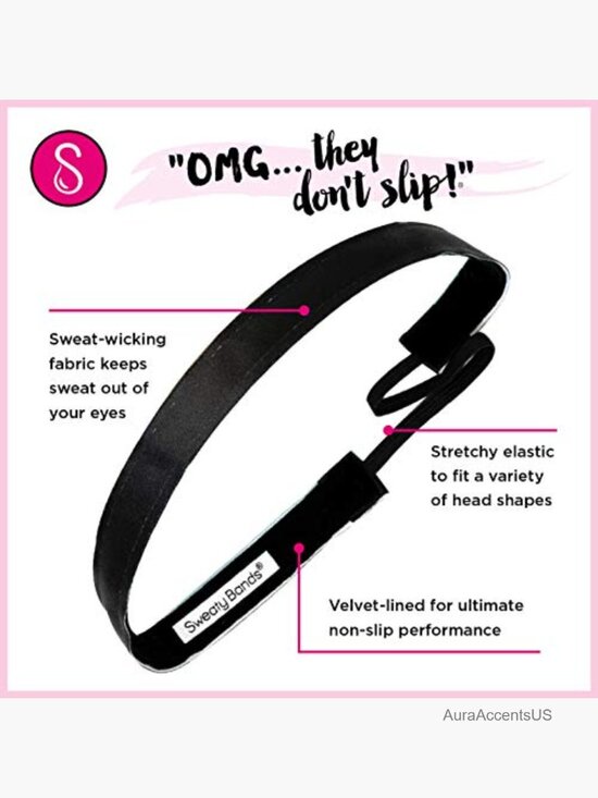 Non-Slip Velvet-Lined Workout Headband - Stretchy Sweat Wicking Hairband